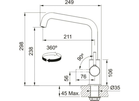 Bateria FRANKE LINA U czarny mat (115.0728.474)