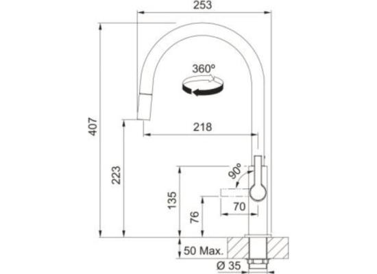 Bateria FRANKE MARIS SLIM J PULL-OUT chrom (115.0728.388)