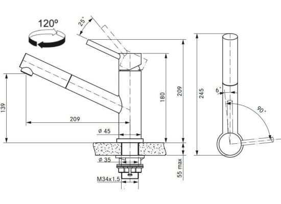 Bateria FRANKE ORBIT PULL-OUT chrom (115.0623.055)