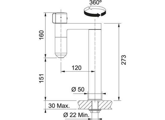 Bateria do wody filtrowanej FRANKE VITAL S chrom + 1 x filtr kapsułkowy (120.0621.228)