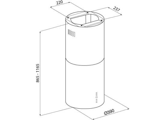 _dodatkowy RABAT 12%_ | Okap wyspowy GLOBALO CYLINDRO ISOLA 39.7 copper | 742 m3/h