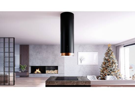 _dodatkowy RABAT 15%_ | Okap wyspowy GLOBALO HEWENO ISOLA 39.2 black / copper mat ring | 675 m3/h
