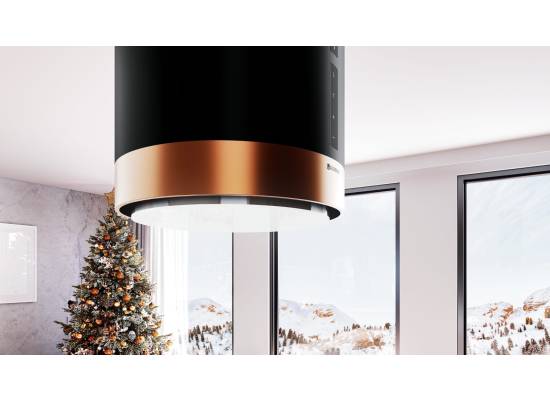 _dodatkowy RABAT 15%_ | Okap wyspowy GLOBALO HEWENO ISOLA 39.2 black / copper mat ring | 675 m3/h