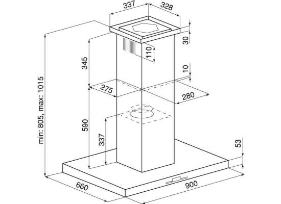 _dodatkowy RABAT 7%_ | Okap wyspowy GLOBALO NOMINA ISOLA 90.4 SENSOR inox | 745 m3/h
