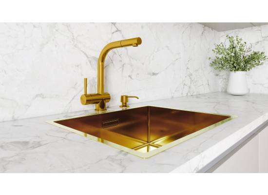 Zlew GLOBALO RIWOLO 50.1 PVD gold (złoty szczotkowany)