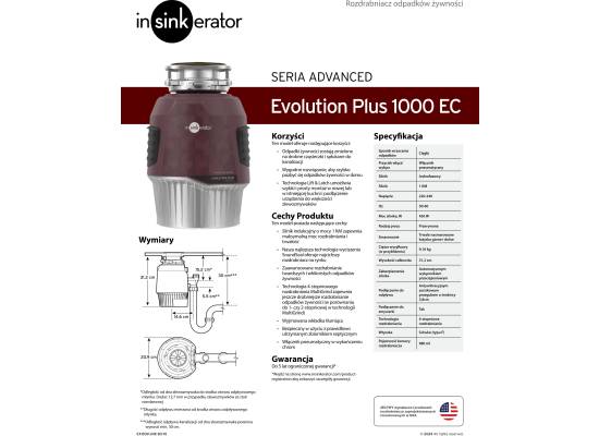 _wysyłka 24h*_| Młynek-rozdrabniacz odpadów InSinkErator EVOLUTION PLUS 1000 EC (80376T-ISE) | 5 lat GWARANCJI*