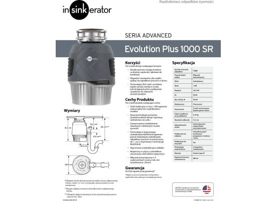 _RABAT %_|_wysyłka 24h*_| Młynek-rozdrabniacz odpadów InSinkErator EVOLUTION PLUS 1000 SR STUDIO (80384T-ISE) | 8 lat GWARANCJI*