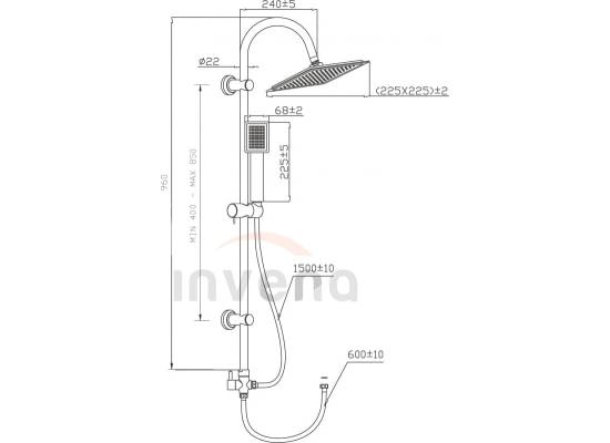 Zestaw natryskowy z deszczownicą INVENA FLORINA AU-30-001-Q szary + chrom