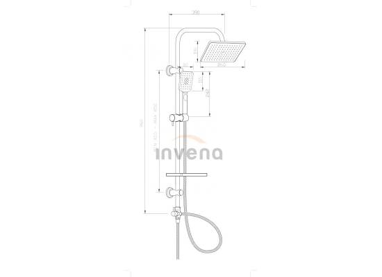 Zestaw natryskowy z deszczownicą INVENA NYKS AU-32-001-G chrom