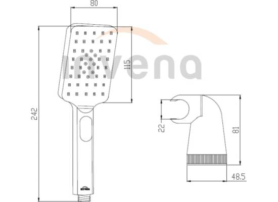 Zestaw natryskowy 1-punktowy INVENA NYKS AU-32-M01-G chrom (uchwyt + słuchawka + wąż)