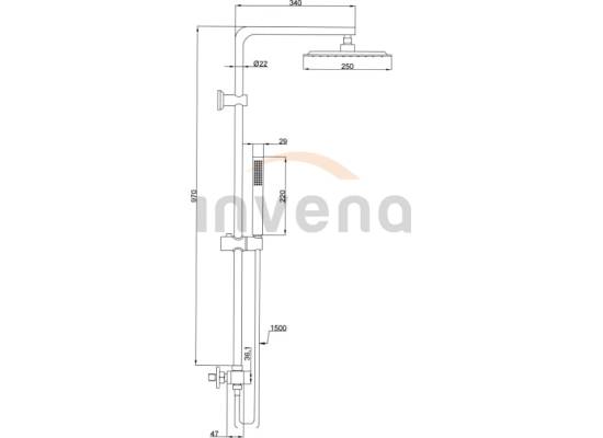 Zestaw natryskowy z deszczownicą INVENA SVART BASIC AU-85-D04-X czarny mat
