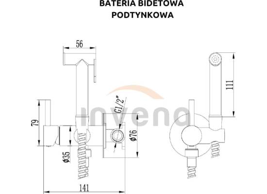 Bateria bidetowa podtynkowa INVENA GLAMOUR BP-00-B01-L chrom