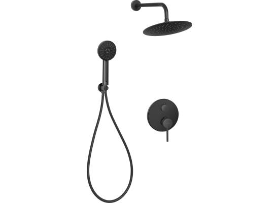 Bateria podtynkowa prysznicowa z deszczownicą INVENA DAFNI BS-88-014-A czarny mat
