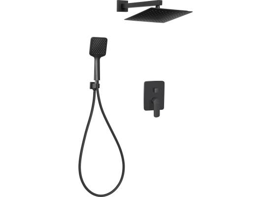 Bateria podtynkowa prysznicowa z deszczownicą INVENA SIROS BS-90-011-A czarny mat