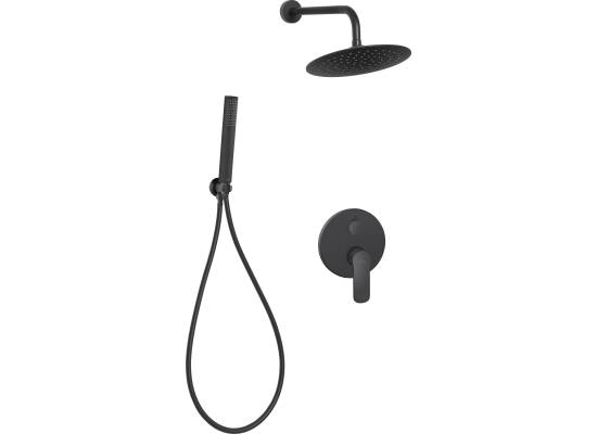Bateria podtynkowa prysznicowa z deszczownicą INVENA SIROS BS-90-012-A czarny mat
