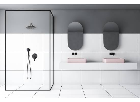Bateria podtynkowa prysznicowa z deszczownicą INVENA SIROS BS-90-013-A czarny mat