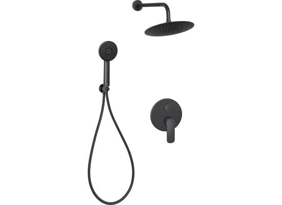 Bateria podtynkowa prysznicowa z deszczownicą INVENA SIROS BS-90-013-A czarny mat