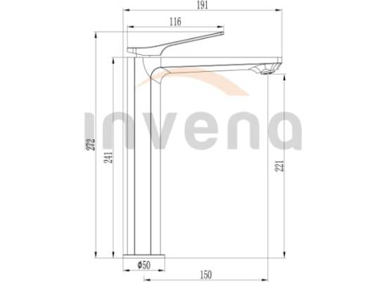 Bateria umywalkowa wysoka INVENA NERI BU-01-W01-L chrom