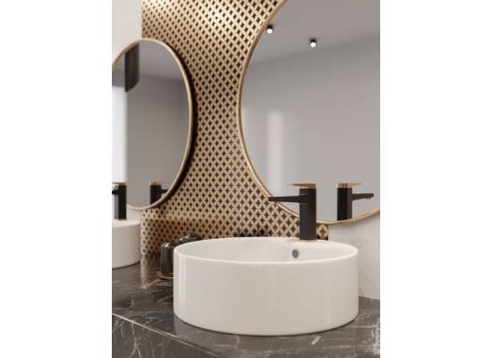 Bateria umywalkowa INVENA MIDNIGHT BU-35-014-V czarny mat + gold rose (miedź)