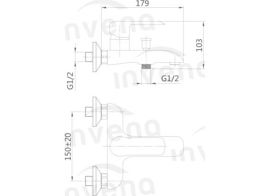 Bateria wannowa INVENA SIROS BW-90-004-A czarny mat