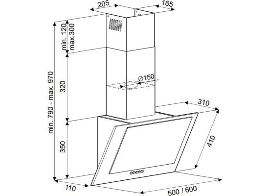 _RABAT %_|_wysyłka 24H*_ | Okap przyścienny KERNAU KCH 0250 X | 50 cm | 280 m3/h | stal INOX