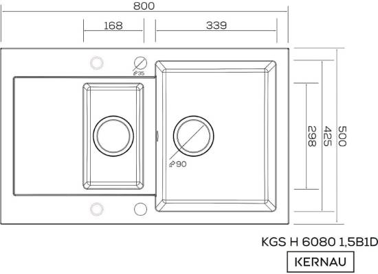 Zlew KERNAU KGS H 6080 1,5B1D DEEP BLACK (czarny mat) Zlew KERNAU KGS H 6080 1,5B1D DEEP BLACK (czarny mat)