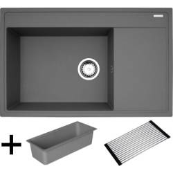 __wysyłka 24H*__ | Zlew PYRAMIS CAMEA (79x50) 1B 1D (LEWA) szary beton (70058701) + wkładka + rollmata *** zamów wycięcie otworów GRATIS ***