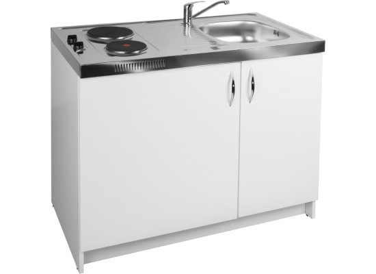 Minikuchnia 5w1 PYRAMIS MK 100x60 | pełna ZABUDOWA | komora PRAWA | lodówka, płyta, zlew, szafka + GRATIS bateria CHROM