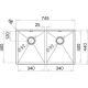 Zlew PYRAMIS TETRAGON (74,5x44) 2B stal szczotkowana INOX (100091330)