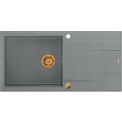 __WYSYŁKA 48H*__ | Zlew QUADRON EVAN 146 XL SILVER STONE (szary) + syfon MIEDŹ (HCQE10050U5_PVDC1_P2O)
