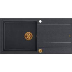 __WYSYŁKA 48H*__ | Zlew QUADRON EVAN 146 XL BLACK DIAMOND (czarny metalik) + syfon MIEDŹ (HCQE10050U8_PVDC1_P2O)