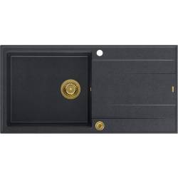 __WYSYŁKA 48H*__ | Zlew QUADRON EVAN 146 XL BLACK DIAMOND (czarny metalik) + syfon ZŁOTY (HCQE10050U8_PVDG1_P2O)