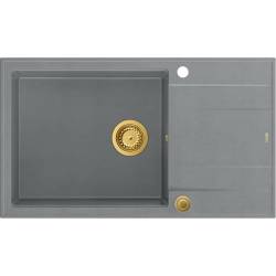 __WYSYŁKA 48H*__ | Zlew QUADRON EVAN 136 XL SILVER STONE (szary) + syfon ZŁOTY (HCQE58650U5_PVDG1_P2O)