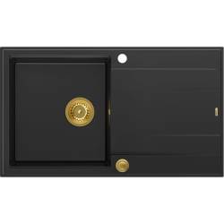 __WYSYŁKA 48H*__ | Zlew QUADRON EVAN 111 PURE CARBON (czarny mat) + syfon ZŁOTY (HCQE8650U7_PVDG1_P2O)