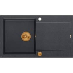 __WYSYŁKA 48H*__ | Zlew QUADRON EVAN 111 BLACK DIAMOND (czarny metalik) + syfon MIEDŹ (HCQE8650U8_PVDC1_P2O)