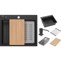 __WYSYŁKA 48H*__ | Zlew QUADRON KURT 110 PURE CARBON (czarny mat) + syfon PURE CARBON + akcesoria (HCQK5052BLM_PC)