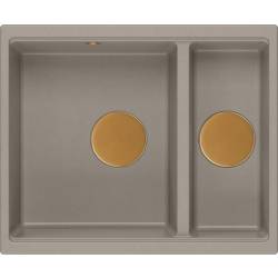 __WYSYŁKA 48H*__ | Zlew QUADRON LOGAN 150 SOFT TAUPE (cappuccino) + syfon MIEDŹ (HCQL5646U4-C1_I)