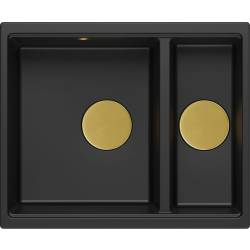 __WYSYŁKA 48H*__ | Zlew QUADRON LOGAN 150-U PURE CARBON (czarny mat) + syfon ZŁOTY (HCQL5646U7-G1_U)