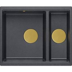 __WYSYŁKA 48H*__ | Zlew QUADRON LOGAN 150 BLACK DIAMOND (czarny metalik) + syfon ZŁOTY (HCQL5646U8-G1_I)