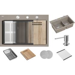 __WYSYŁKA 48H*__ | Zlew QUADRON MARC 120 SOFT TAUPE (cappuccino) + akcesoria (HQC7650U4_BS)