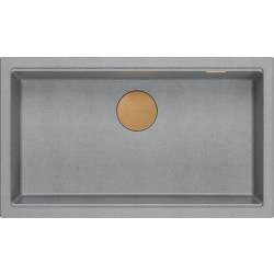 __WYSYŁKA 48H*__ | Zlew QUADRON LOGAN 110-U SILVER STONE (szary) + syfon MIEDŹ (HQD7644U5_PVDC1_U)