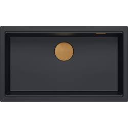 __WYSYŁKA 48H*__ | Zlew QUADRON LOGAN 110 PURE CARBON (czarny mat) + syfon MIEDŹ (HQD7644U7_PVDC1_I)