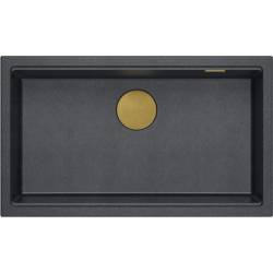 __WYSYŁKA 48H*__ | Zlew QUADRON LOGAN 110-U PURE CARBON (czarny mat) + syfon MIEDŹ (HQD7644U7_PVDC1_U)