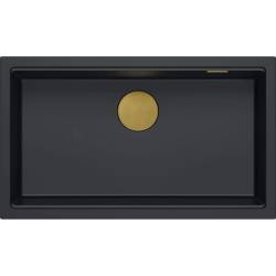 __WYSYŁKA 48H*__ | Zlew QUADRON LOGAN 110-U PURE CARBON (czarny mat) + syfon ZŁOTY (HQD7644U7_PVDG1_U)