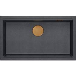 __WYSYŁKA 48H*__ | Zlew QUADRON LOGAN 110-U BLACK DIAMOND (czarny metalik) + syfon MIEDŹ (HQD7644U8_PVDC1_U)