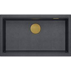 __WYSYŁKA 48H*__ | Zlew QUADRON LOGAN 110 BLACK DIAMOND (czarny metalik) + syfon ZŁOTY (HQD7644U8_PVDG1_I)