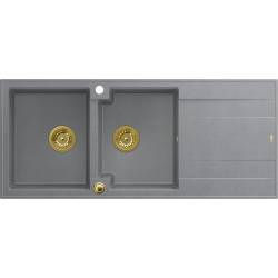__WYSYŁKA 48H*__ | Zlew QUADRON EVAN 121 SILVER STONE (szary) + syfon ZŁOTY (HQE11650U5_PVDG1_P2O)