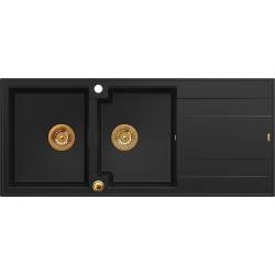 __WYSYŁKA 48H*__ | Zlew QUADRON EVAN 121 PURE CARBON (czarny mat) + syfon MIEDŹ (HQE11650U7_PVDC1_P2O)