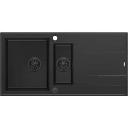 __WYSYŁKA 48H*__ | Zlew QUADRON EVAN 156 PURE CARBON (czarny mat) + syfon PURE CARBON (HQE510050U7_BLM_P2O)
