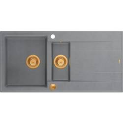 __WYSYŁKA 48H*__ | Zlew QUADRON EVAN 156 SILVER STONE (szary) + syfon MIEDŹ (HQE5510050U5_PVDC1_P2O)